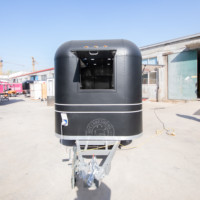 Remorque de camping noire, camion de nourriture de rue mobile, chariot en acier inoxydable pour café