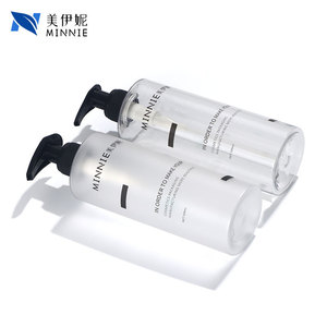 Botella cilíndrica transparente de plástico PET con bomba Minnie de 300ml 500ml para loción, gel de ducha y champú - Product Image 3