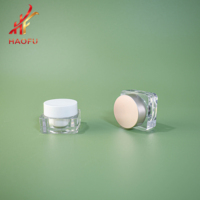 Bouteille carrée en plastique 5g à bouchon à vis double paroi, marque HAOFU, vente chaude, personnalisable OEM/ODM pour gel de construction d'ongles, soins de la peau, cosmétiques