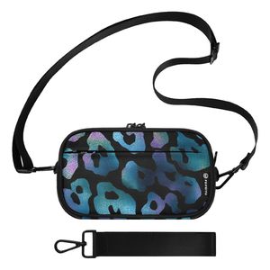 Custom Blue Leopard Floral PVC <b>Clear</b> Crossbody <b>Bags</b> Portable 3 in 1 Lightweight Polyester Zipper Closure Shoulder Sling <b>Bag</b> - Product Image 1