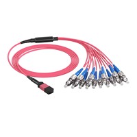Cordon de brassage fibre optique OM4 multimode MPO vers FC, Cordon de brassage OM4 multimode à 8/12/16 cœurs pour centre de données 40/100/200G