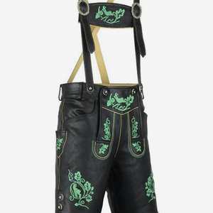 Lederhosen ethniques bavaroises noires pour hommes, tailles européennes 46 à 62, en stock - Product Image 1