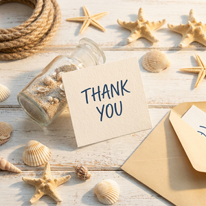Tarjetas de agradecimiento con diseño de conchas marinas costeras, con sobre de papel kraft, letras doradas personalizadas, OEM, ODM, MOQ bajo, venta al por mayor, tarjetas de felicitación - Product Image 6
