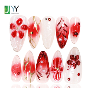 <span class=keywords><strong>Uñas</strong></span> Postizas de Gel 3D Pintadas a Mano <span class=keywords><strong>con</strong></span> Diseño Floral, Marca Blanca Privada, <span class=keywords><strong>Uñas</strong></span> <span class=keywords><strong>Acrílicas</strong></span> <span class=keywords><strong>Rojas</strong></span> de Primera Calidad Hechas a Mano - Product Image 1