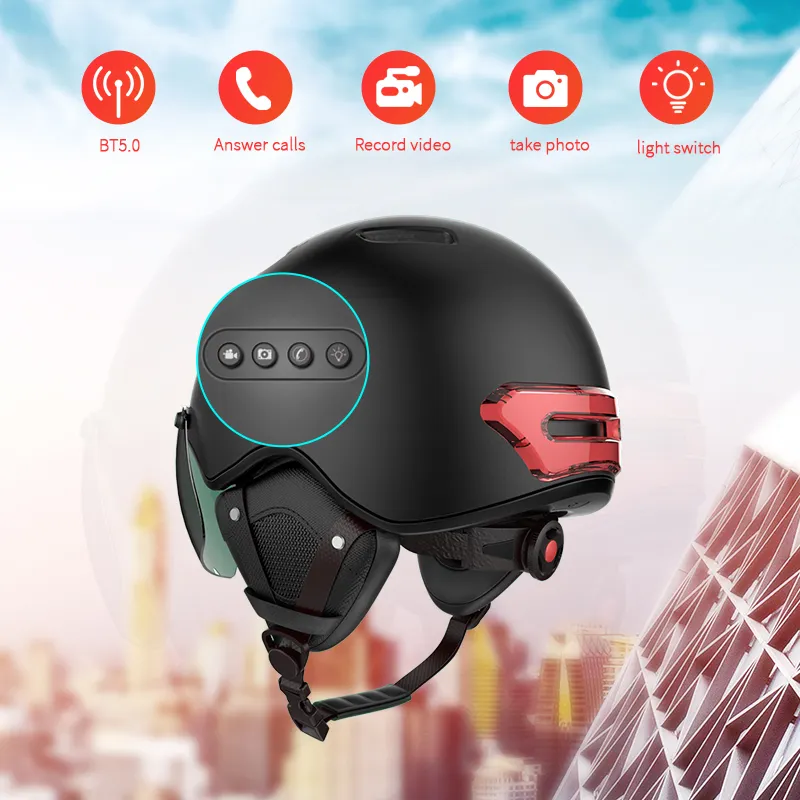 Veiligheid Riding Smart Helm Ingebouwde Camera Microfoon Luidspreker Motorhelm Met Led Waarschuwing Licht Motorhelm