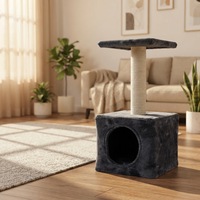 Arbre à chat moderne compact pour intérieur, tour à chat en peluche, griffoir, maisonnette pour chat, jouet en sisal FIRSTWELL 60cm 2 niveaux