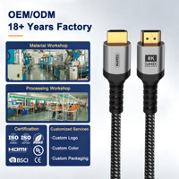 Câble audio-vidéo HDMI 2.1 mâle-mâle 48 Gbps 8K60Hz, câble HDMI tressé