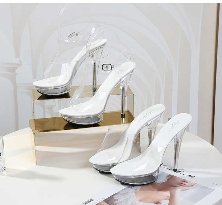 Women's Chunky Waterproof Platform Sexy Nightclub Rhinestone Super Heels