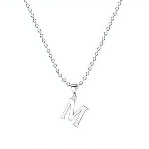 925 Sterling Silver With M Letter Alphabet Classic Pendants With <b>Chain</b> For Men And Women Wear Jewelry Making Pendants Available - Product Image 2