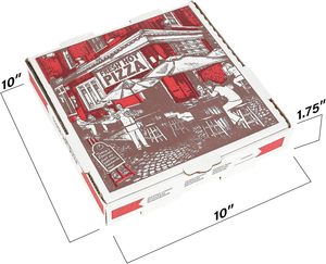Scatola per Pizza Robusta in Cartone Ondulato Rivestito in Argilla, Grado Alimentare, 10x10x1,75 Pollici, per Conservazione e Consegna, Vendita all'Ingrosso - Product Image 3