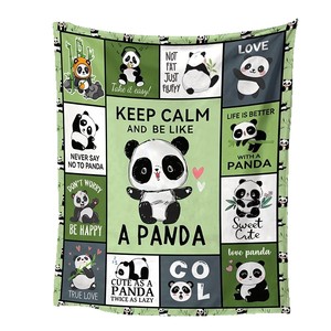 Couverture rectangulaire à imprimé Panda mignon, en polyester et coton, décoration de la maison, douce et confortable, utilisation quatre saisons - Product Image 5