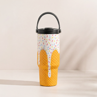 Gobelet isotherme esthétique de 40 oz style crème glacée pastel avec paille, sans BPA, anti-fuite, pour voyage
