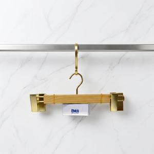 35cm Frosted Wood Eco-Friendly Anti-Slip Stainless Steel Adjustable <b>Clips</b> Metal <b>Hook</b> Wardrobe Kitchen Hanger Clothing Boutique - Product Image 1