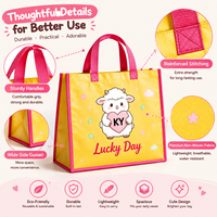 Sac fourre-tout personnalisé en non-tissé laminé avec motif de dessin animé, sac de shopping réutilisable imperméable en PP non-tissé, sac cadeau OEM ODM, vente en gros, livraison rapide