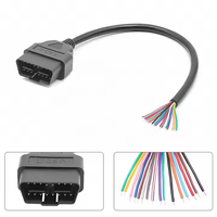 OBD-II OBD2 16 Pin Female to to End Open Plug Wire Round Extension Connector Diagnostic Cable(11.8in/0.3m)