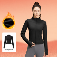 Haut de yoga à manches longues doublé polaire pour femme, coupe ajustée, veste de sport pour la course à pied