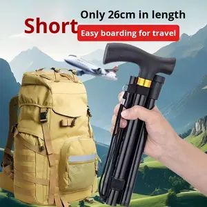 高齢者向け 特殊設計 モダンな調節可能な折りたたみ式杖 ゴム製 アウトドア ハイキング トレッキング 伸縮式 衝撃吸収 ポータブル アルミ製 - Product Image 4