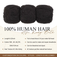 Extensions de tresses et dreadlocks 100% cheveux humains vierges brésiliens Remy Afro Kinky, sans produits chimiques, 6-22 pouces, grand paquet