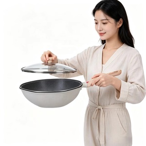 Wok Octagonal Antiadherente Yuanjian Blanco con Mango de Madera, Tapa de Vidrio, Revestimiento de <span class=keywords><strong>Piedra</strong></span> Maifan, Multifuncional, Compatible con Inducción - Product Image 6