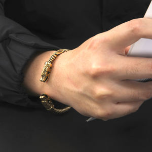 Myshape Viking Bracelet Fenrir Wolf Head <strong>Torque</strong> <strong>Men</strong> <strong>Bangle</strong> Stainless Steel Norse Mythology Amulet Jewelry - Product Image 5