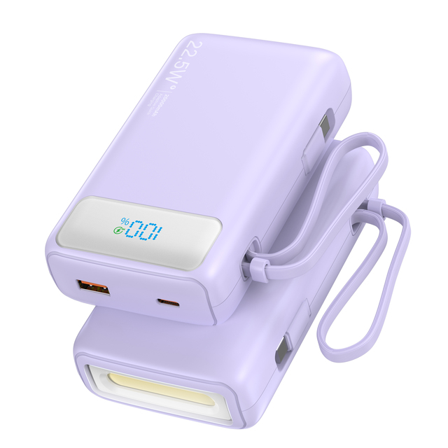 Electronics Products 2025 Built-in Cable High Lighted Flashlight Fast Charge Large Capacity 20000mAh USB-C Portable Power Banks