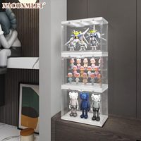 Vitrine en acrylique transparent éclairée par LED Pop figurines miniatures étagères détachables anti-poussière vitrines empilables