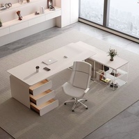 Bureau de direction haut de gamme extensible en métal moderne et luxueux avec plateau en acrylique et design mobile pour usage commercial