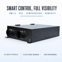 Ventilateur de récupération d'énergie intelligent avec contrôleur TFT, stérilisation IFD, purification HEPA PM2.5, montage au plafond ERV