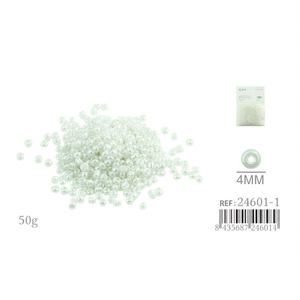 Perline di semi di mais bianche cremose da 4 mm, 50 g, per la creazione di gioielli - Product Image 2