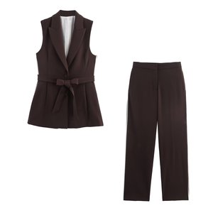 PB&ZA <span class=keywords><strong>Femme</strong></span> 2025 Nouvelle Mode <span class=keywords><strong>Gilet</strong></span> <span class=keywords><strong>Long</strong></span> <span class=keywords><strong>avec</strong></span> Rayures Latérales Décoratives Manteau sans Manches Vintage Chic pour <span class=keywords><strong>Femme</strong></span> - Product Image 6