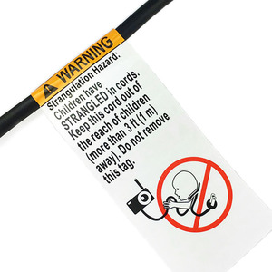 UL969 Certified PET Waterproof Warning <strong>Label</strong> for Hair Straightener <strong>Plug</strong> Power Cord - Product Image 5
