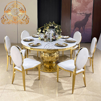 Ensemble de table de salle à manger de conception généreuse, base en acier inoxydable moderne, plateau en MDF, utilisation commerciale, hôtel