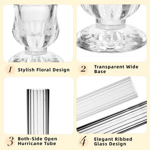 High-End Hotel Security <b>Candle</b> Holder Windproof Glass Vertical Pattern Decorative Bracket Transparent <b>Candle</b> Jars Lanterns - Product Image 2