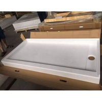 Cuvette de douche de drain de tranchée en marbre de culture de 60 "x 32" x 4 '', base de douche avec couvercle de vidange en acier inoxydable