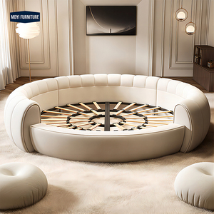 <span class=keywords><strong>Cama</strong></span> Redonda <span class=keywords><strong>Tapizada</strong></span> Súper Lujosa y Acogedora de Terciopelo Blanco Personalizable para Hotel Villa - Product Image 3