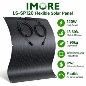 Panel Solar Flexible Ligero de 120W, Módulo Fotovoltaico Monocristalino Plegable para Caravana, Autocaravana, Barco, Camping, Techo y Balcón - Product Image 1