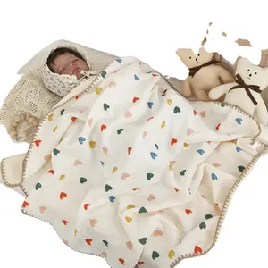 Newborn Receiving Blanket 4 Layer Bear Lovely Animal Print Muslin Cotton Baby Swaddle Bed Blanket