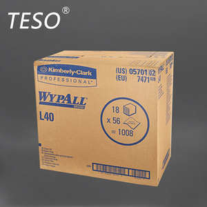 Chiffons de nettoyage industriels Kimberly-Clark Wypall L40, 18x56 feuilles par boîte, chiffons jetables pour usage sanitaire - Product Image 4