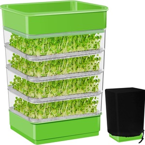 Kit de culture de micro-légumes et de pousses de haricots biologiques <span class=keywords><strong>à</strong></span> 4 niveaux empilables avec trous de drainage et plateau <span class=keywords><strong>d</strong></span>'<span class=keywords><strong>eau</strong></span> - Product Image 2