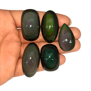 คาโบชองหินออบซิเดียนสีรุ้งคุณภาพสูง ทำมือ หินออนิกซ์ธรรมชาติ สำหรับทำเครื่องประดับ ขายส่งจำนวนมาก ราดาห์ อาร์ตส์ ขนาด 25-40 มม. - Product Image 1