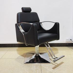 Sillón de Barbería Moderno Negro, Silla de Peluquería de Lujo Dorada para Estilismo - Product Image 2