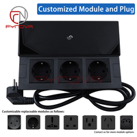 Prise de bureau encastrée FYNOVA avec couvercle coulissant manuel et ports de charge USB A+C pour table de conférence et mobilier de bureau