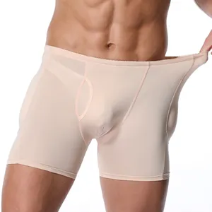 Nero S-6XL biancheria intima imbottita all'anca tinta unita mutandine attillate elasticizzate modellanti per il corpo da uomo con culo falso Sexy