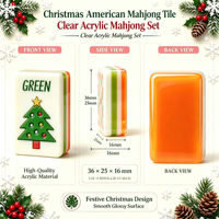 Jeu de Mahjong en Acrylique Thème Arbre de Noël, Tuiles de Mahjong Père Noël et Joker, Cadeau de Collection pour les Fêtes, pour Femmes