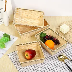 Snack Basket Handmade Dried Fruit Bread Storage Bamboo Chip Woven Christmas Gift Basket