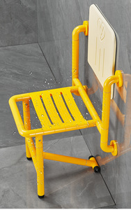 Banco de Ducha Plegable con Barras de Apoyo Integradas, Asiento de Baño Montado en la Pared con Patas para el Cuidado de Personas Mayores - Product Image 2