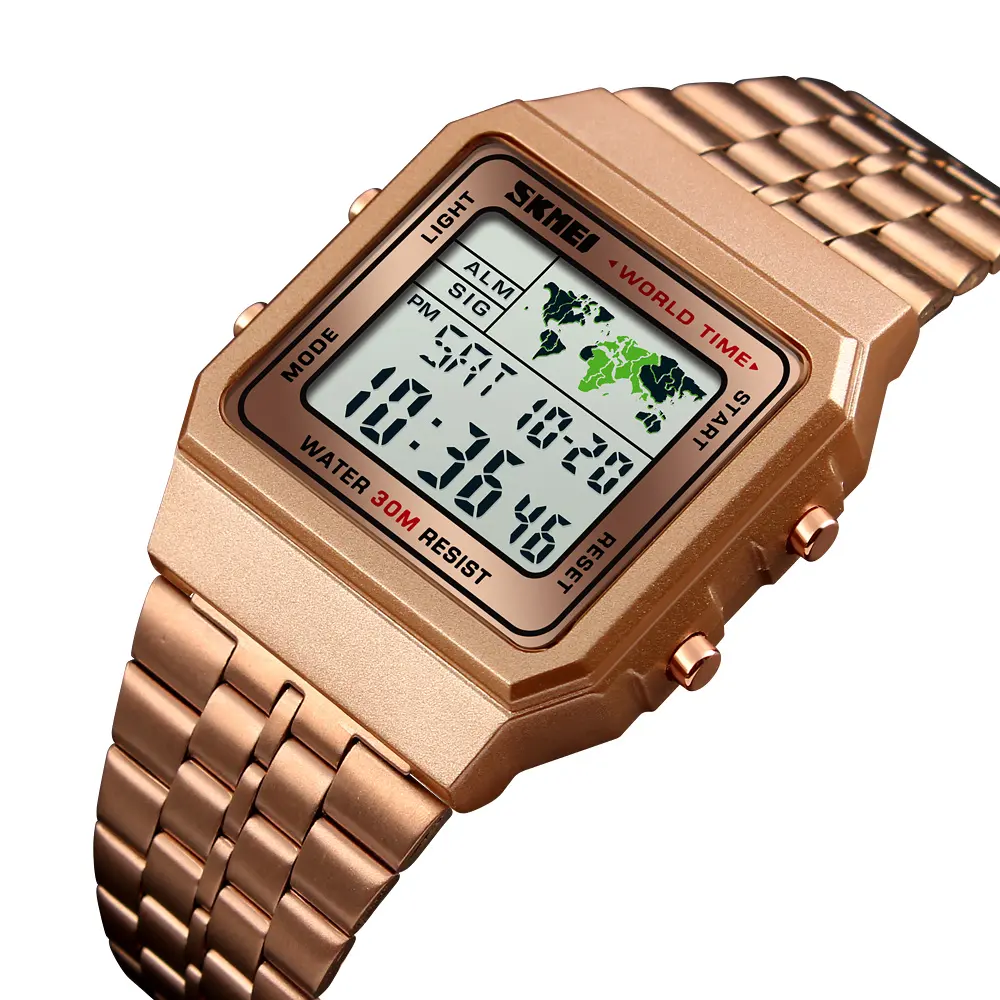 Latest sport design OEM gold japan movt digital watch water resistant custom watch logo digital wrist watch