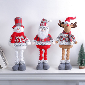Figurine extensible de noël poupée de cerf mignon chapeau de père noël article d'affichage de poupée pour la décoration de fenêtre ornements d'intérieur de noël - Product Image 4