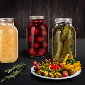Jam Candy Pickling Canning Storage Cookie Glass <strong>Mason</strong> <strong>Jar</strong> <strong>32</strong> <strong>oz</strong> <strong>Wholesale</strong> Clear Round Wide Mouth With Metal Lid - Product Image 6