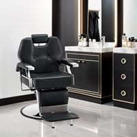 Fauteuil de Barbier Rétro de Luxe Personnalisé pour Hommes, Chaise de Salon de Coiffure et Barbier Spécialisée avec Fonction de Levage pour Rasage et Coiffure